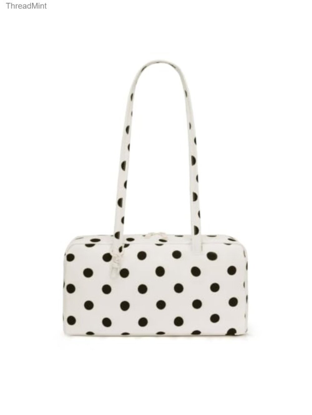 Women's Polka Dot Bowler Shoulder Bag - Nylon Tote with Interior Pockets